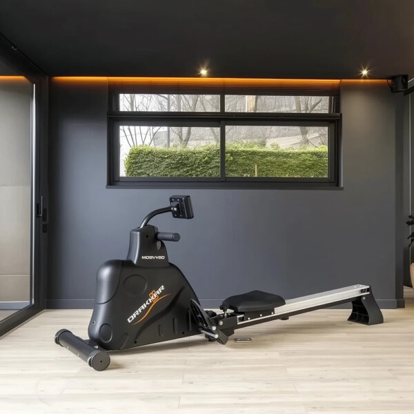 Rameur Haute Performance Moovyoo Drakkar II Pliable Résistance Magnétique Motorisée & 18 Programmes